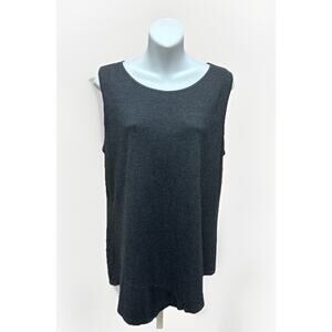 CAbi Womens Tunic Top Medium Gray Asymmetrical Hem Sleeveless Blouse Casual